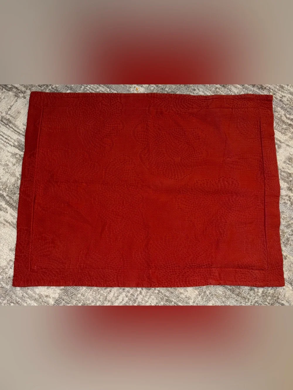Pottery Barn Red Jacquard Pillow Sham Standard Size 100% Cotton Made in Portugal